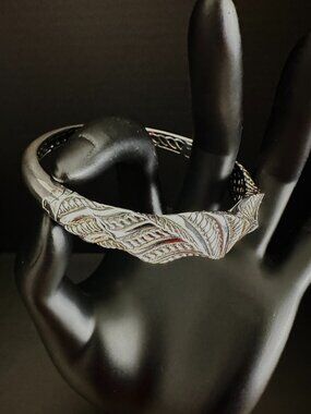 terling Silver 925 Thailand Twisted Leaf Cuff Bracelet | 34g Statement Piece